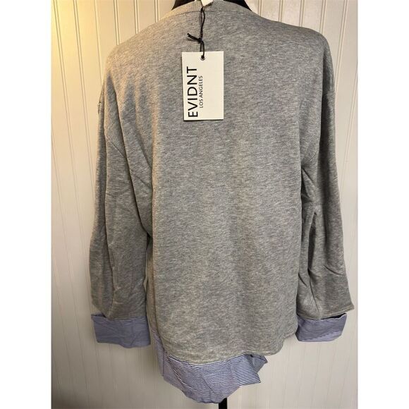EVIDNT Los Angeles Women's Gray Striped Long Sleeve Sweatshirt Size S - Picture 3 of 8